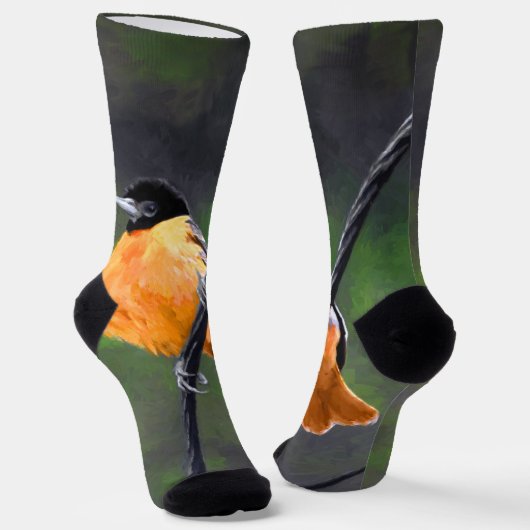 Chaussette Peinture Oriole - Art Oiseau Original (Angulaire)
