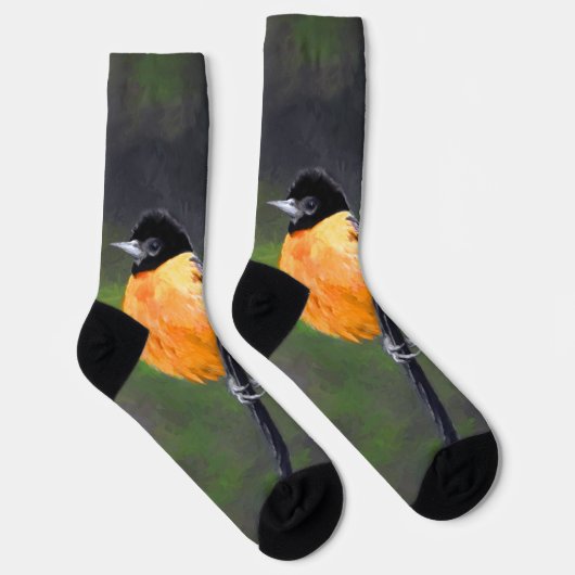 Chaussette Peinture Oriole - Art Oiseau Original (Droite)