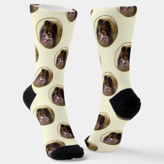 Chaussette Peinture Poméranienne Orange Sable Original Chien  (Angulaire)
