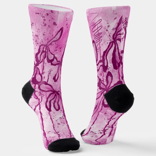 Chaussette Peinture rose Splatter & Lys (Angulaire)