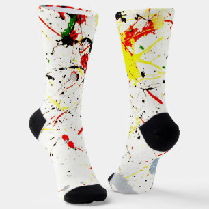 Chaussette Peinture rouge jaune
