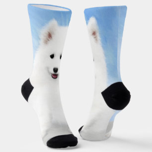Chaussette Peinture Samoyed Puppy - Jolie Art Original Chien