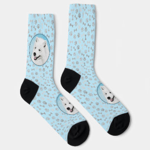 Chaussette Peinture Samoyède - Art de chien original mignon
