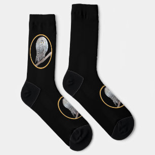 Chaussette Peinture sur la Chouette neigeuse et la Lune - Art