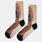 Chaussette Peinture sur pilon rouge - jolie art original chie (Gauche)