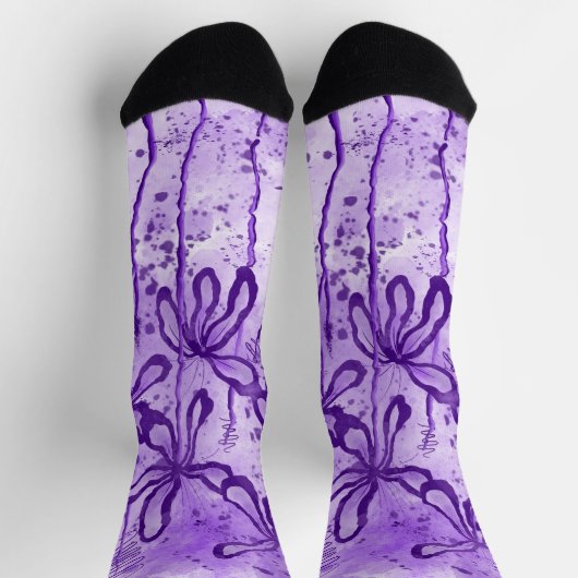 Chaussette Peinture violette Splatter & Lys (Haut)