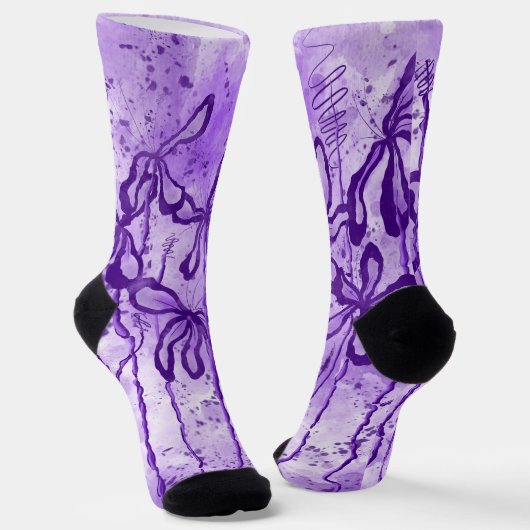 Chaussette Peinture violette Splatter & Lys (Angulaire)