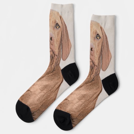 Chaussette Peinture Vizsla - Joli art original chien (Gauche)