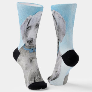 Chaussette Peinture Weimaraner - Joli art original chien