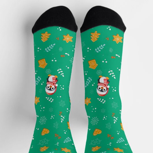 Chaussette Penguin Père Noël Joyeux Joyeux motif d'arbre de N (Haut)