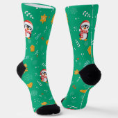 Chaussette Penguin Père Noël Joyeux Joyeux motif d'arbre de N (Angulaire)