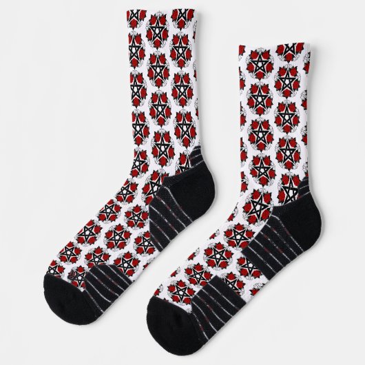 Chaussette Pentagramme aux roses rouges (Gauche)