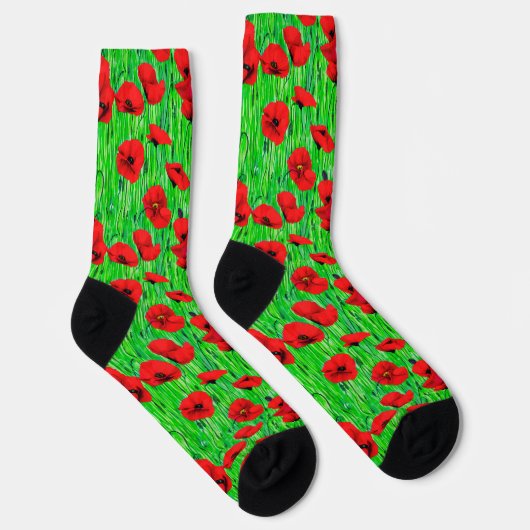 Chaussette Pépites rouges dans un champ vert (Droite)