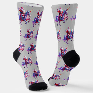 Chaussette Père Noël chevauchant une licorne