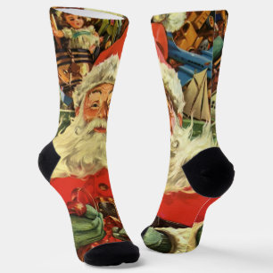 Chaussette Père Noël de Noël vintage dans un traîneau avec de