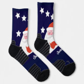 Chaussette Père Noël et étoiles souriantes en bleu (Droite)