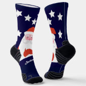 Chaussette Père Noël et étoiles souriantes en bleu (Angulaire)