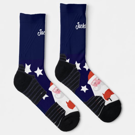 Chaussette Père Noël et étoiles souriantes sur chaussettes bl (Droite)