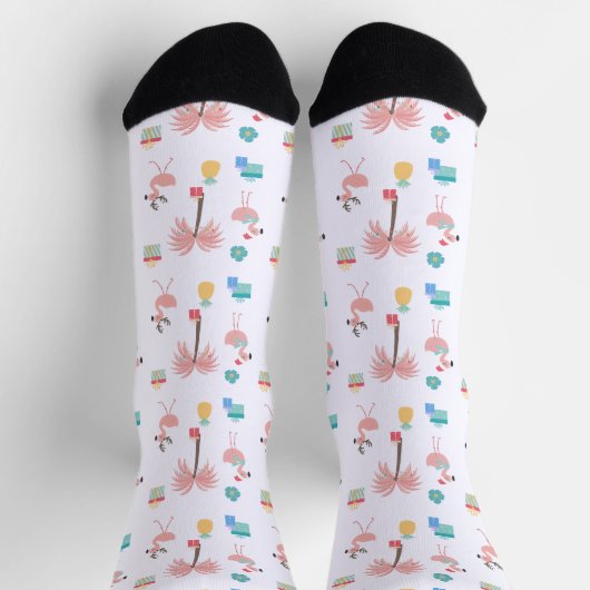 Chaussette Père Noël Flamingo Pattern Amusant Tropical Noël (Haut)