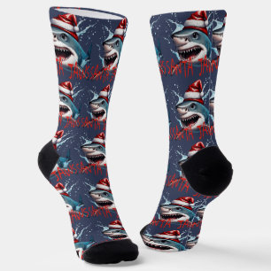 Chaussette Père Noël Jaws Pun Citation de Noël Shark Cartoon
