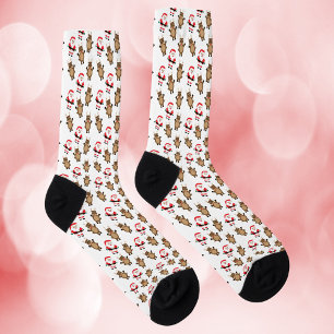 Chaussette Père Noël Red Reindeer Motif White Arrière - plan