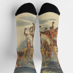 Chaussette Père Noël vintage de Noël traîneau avec rennes
