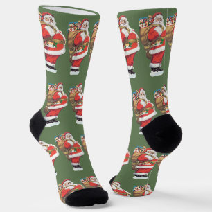 Chaussette Père Noël vintage, découpage de Noël victorien