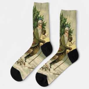 Chaussette Père Noël vintage Noël victorien vacances Arbre