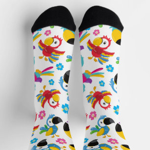 Chaussette Perroquets colorés, Perroquets tropicaux, Oiseaux,