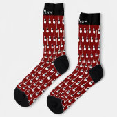 Chaussette Persoanlizable Electric Guitar Pattern on Deep Red (Gauche)