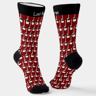 Chaussette Persoanlizable Electric Guitar Pattern on Deep Red