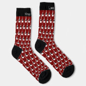 Chaussette Persoanlizable Electric Guitar Pattern on Deep Red (Droite)