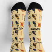 Chaussette Personalized Ancient Egyptian Cat Socks & Pyramids (Haut)