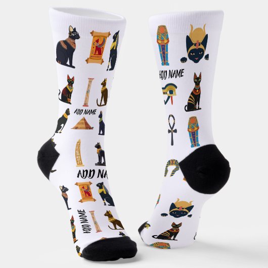 Chaussette Personalized Ancient Egyptian Cat Socks & Pyramids (Angulaire)