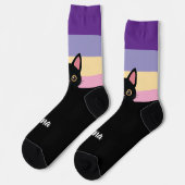 Chaussette Personalized Black Cat Socks Custom Name Color (Gauche)