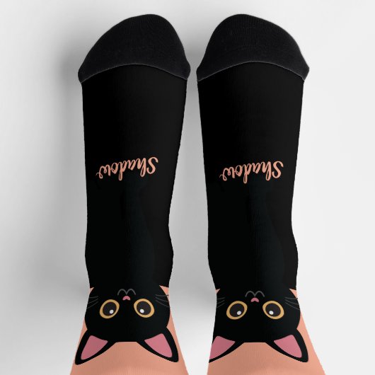 Chaussette Personalized Black Cat Socks - Gift For Cat lovers (Haut)