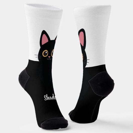 Chaussette Personalized Black Cat Socks - Gift For Cat lovers (Angulaire)