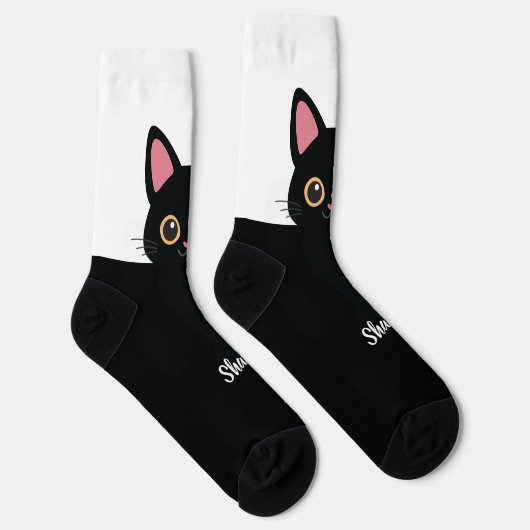 Chaussette Personalized Black Cat Socks - Gift For Cat lovers (Droite)