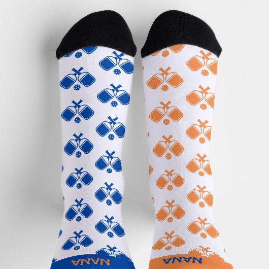 Chaussette Personalized Blue Orange Odd Pickleball Socks (Haut)