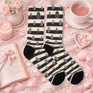 Chaussette Personalized Bookish Girl Academy Wizard Black