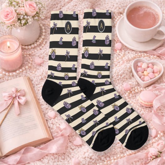 Chaussette Personalized Bookish Girl Academy Wizard Black