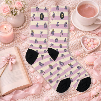 Chaussette Personalized Bookish Girl Academy Wizard Pink