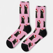 Chaussette Personalized Custom Black Kitty Cat Christmas  (Gauche)
