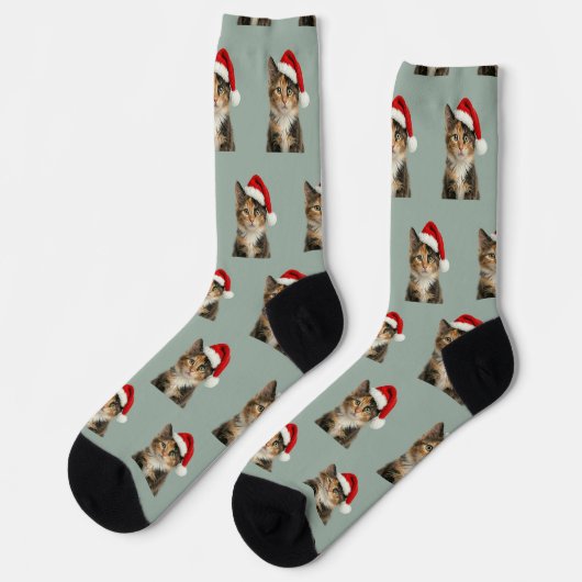 Chaussette Personalized Custom Calico Kitty Cat Christmas  (Gauche)
