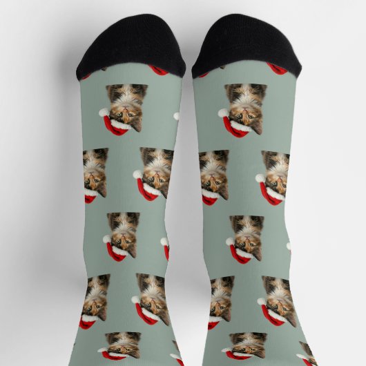 Chaussette Personalized Custom Calico Kitty Cat Christmas (Haut)