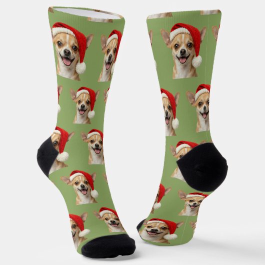 Chaussette Personalized Custom Cute Chihuahua Christmas Socks (Angulaire)