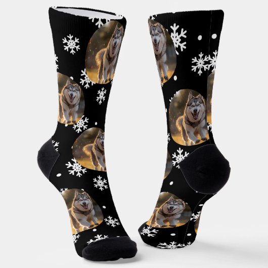 Chaussette Personalized Custom Photo Blob - Snowflake Husky (Angulaire)
