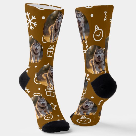Chaussette Personalized Custom Photo Blob - Winter Husky (Angulaire)