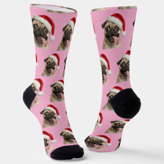 Chaussette Personalized Custom Pug Christmas  (Angulaire)