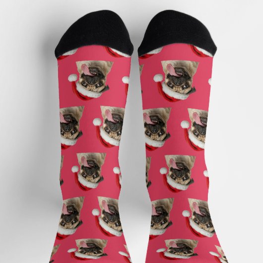 Chaussette Personalized Custom Pug Christmas  (Haut)